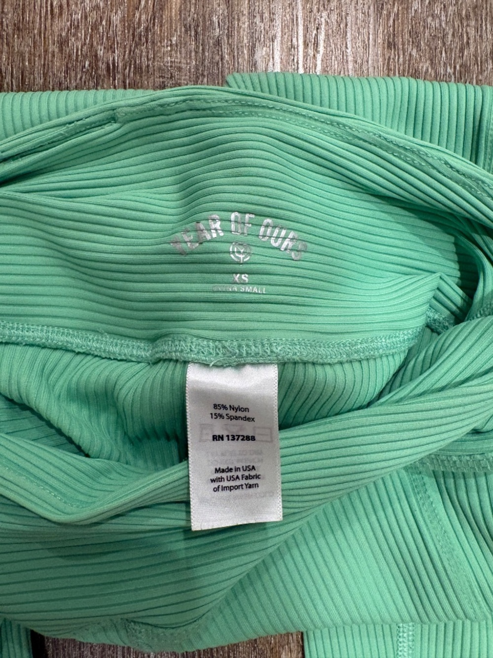 Year Of Ours Mint Green Ribbed Lace-Up Activewear Set - Size XS - Picture 6 of 9